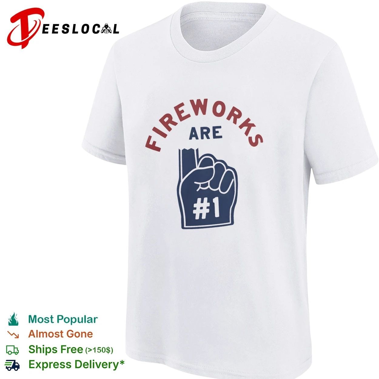 Fireworks Are Number 1 Blown Up Foam Finger 4th of July T-shirt