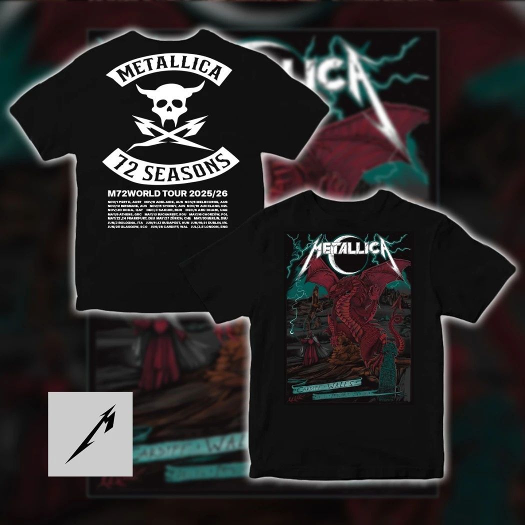 Metallica Cardiff 2026 M72 Tour Dragon T-Shirt Pop-Up Exclusive