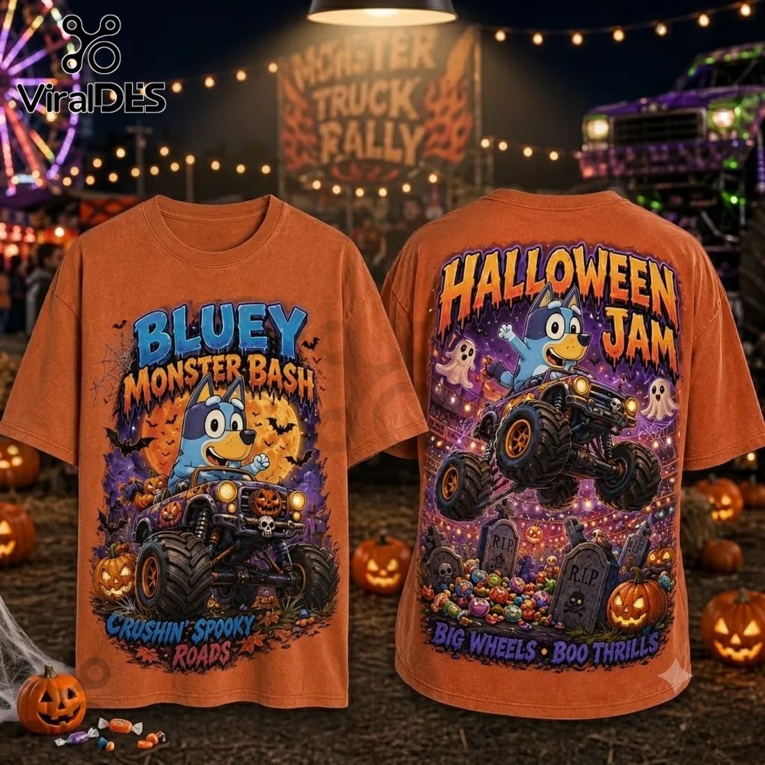 Bluey Halloween Monster Bash Orange T-Shirt