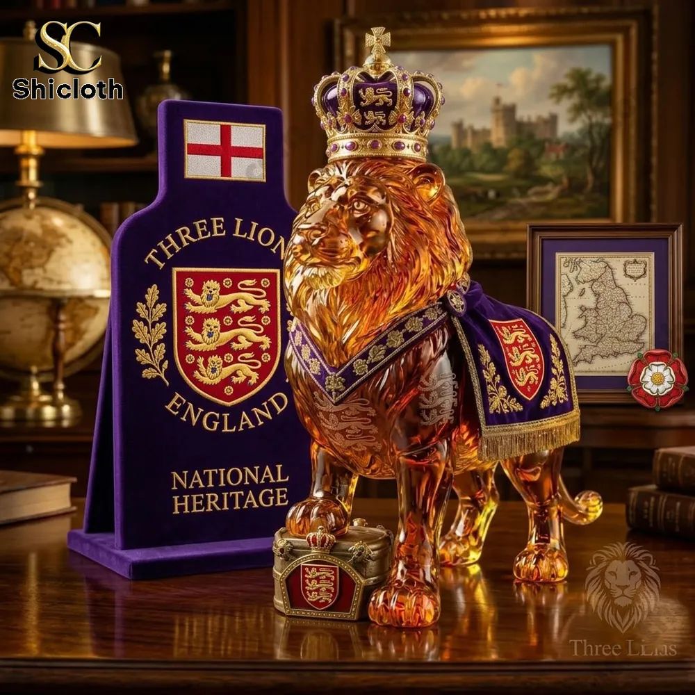Three Lion England National Heritage Crown Royal Whiskey Lion Bottle