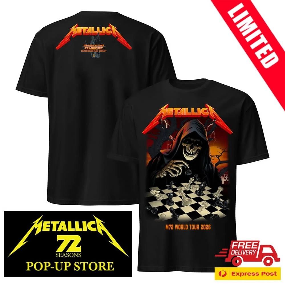 Metallica M72 Frankfurt 2026 Pop Up Shop Merch At Deutsche Bank Park In Frankfurt Germany On 22nd And 24th May 2026 Two Sided Shirt