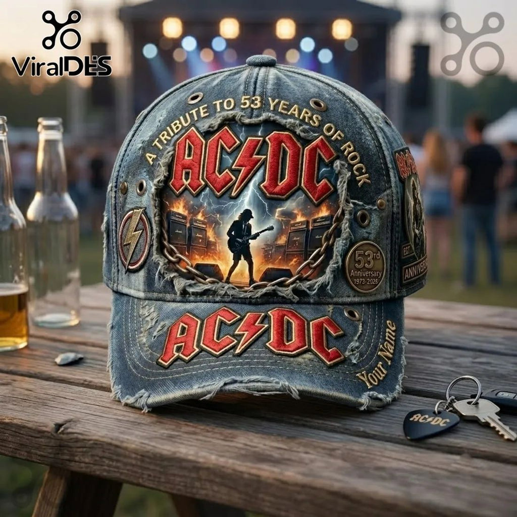 AC/DC 53rd Anniversary Custom Denim Baseball Cap