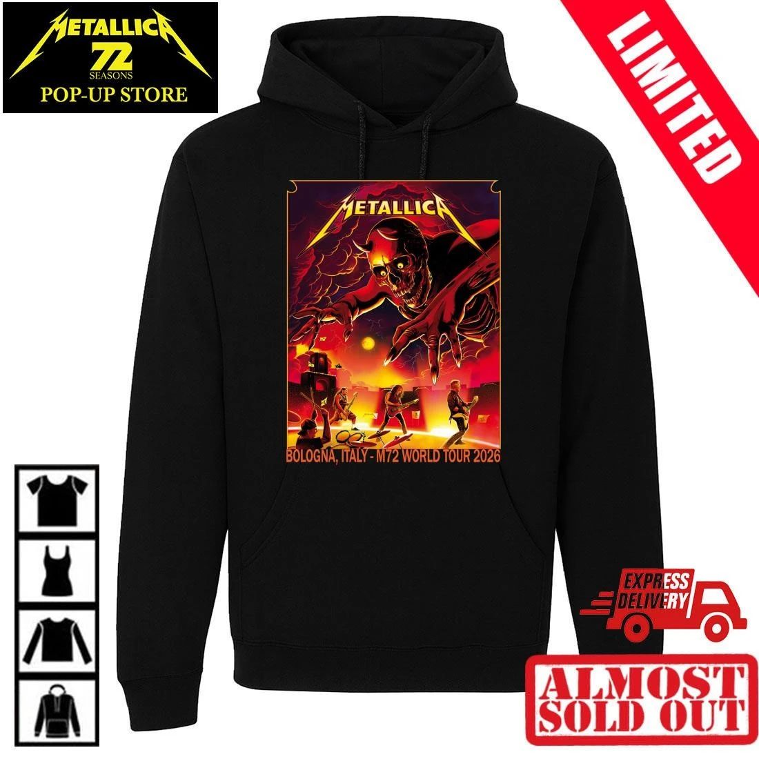 Metallica Pop-Up Shop Bologna 2026 T-Shirt Nino Cammarata Art