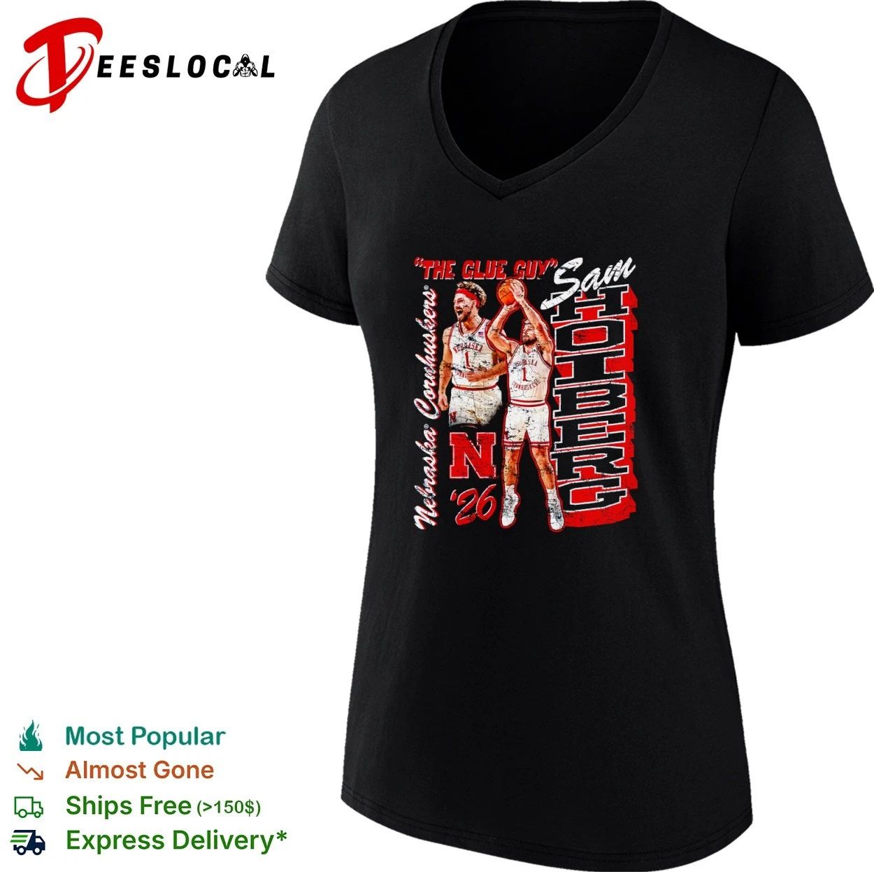 Sam Hoiberg The Glue Guy Nebraska Cornhuskers 26 T-shirt
