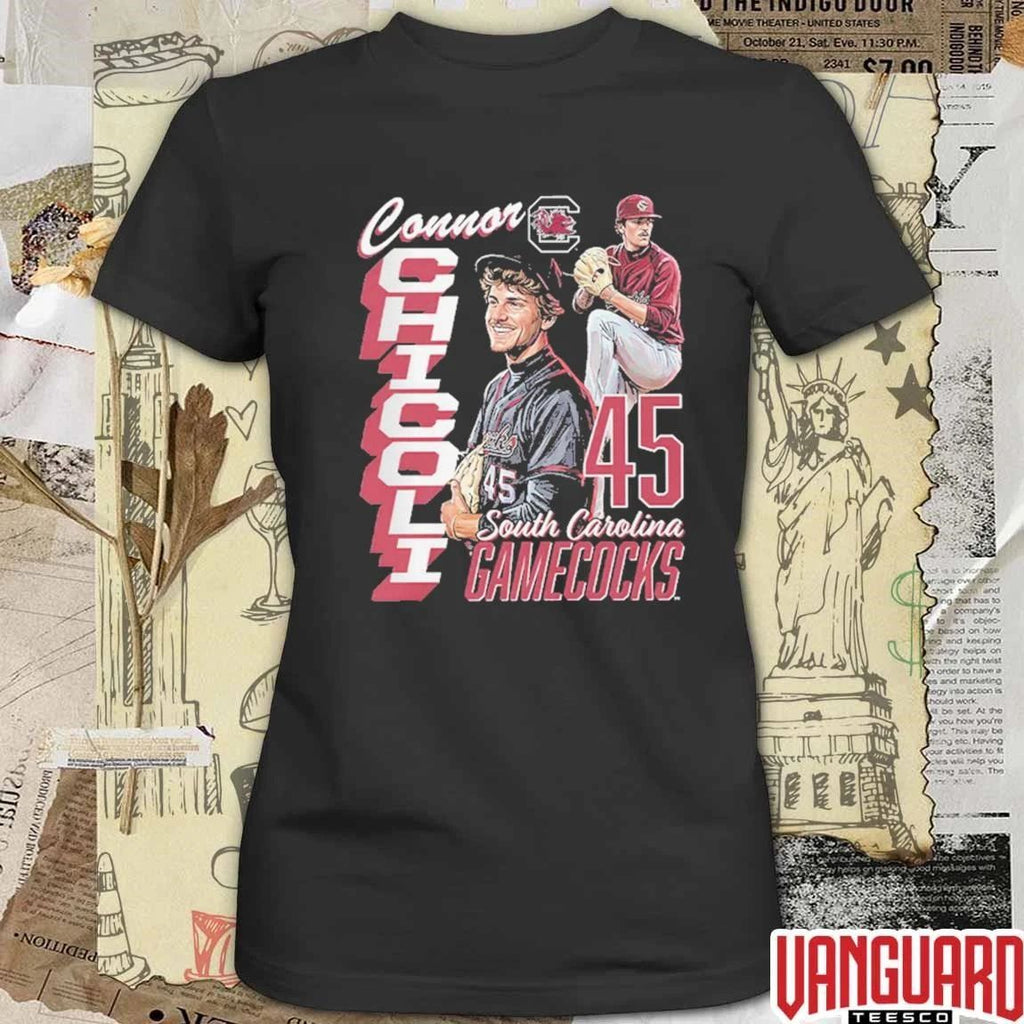 Connor Chicoli 45 South Carolina Gamecocks NCAA Baseball t-shirt