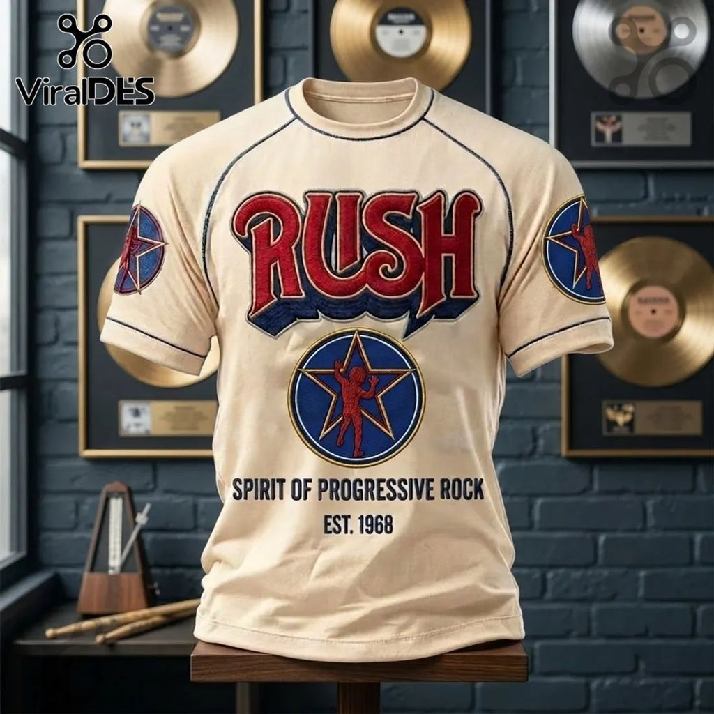 Rush Progressive Rock Band Beige T-Shirt
