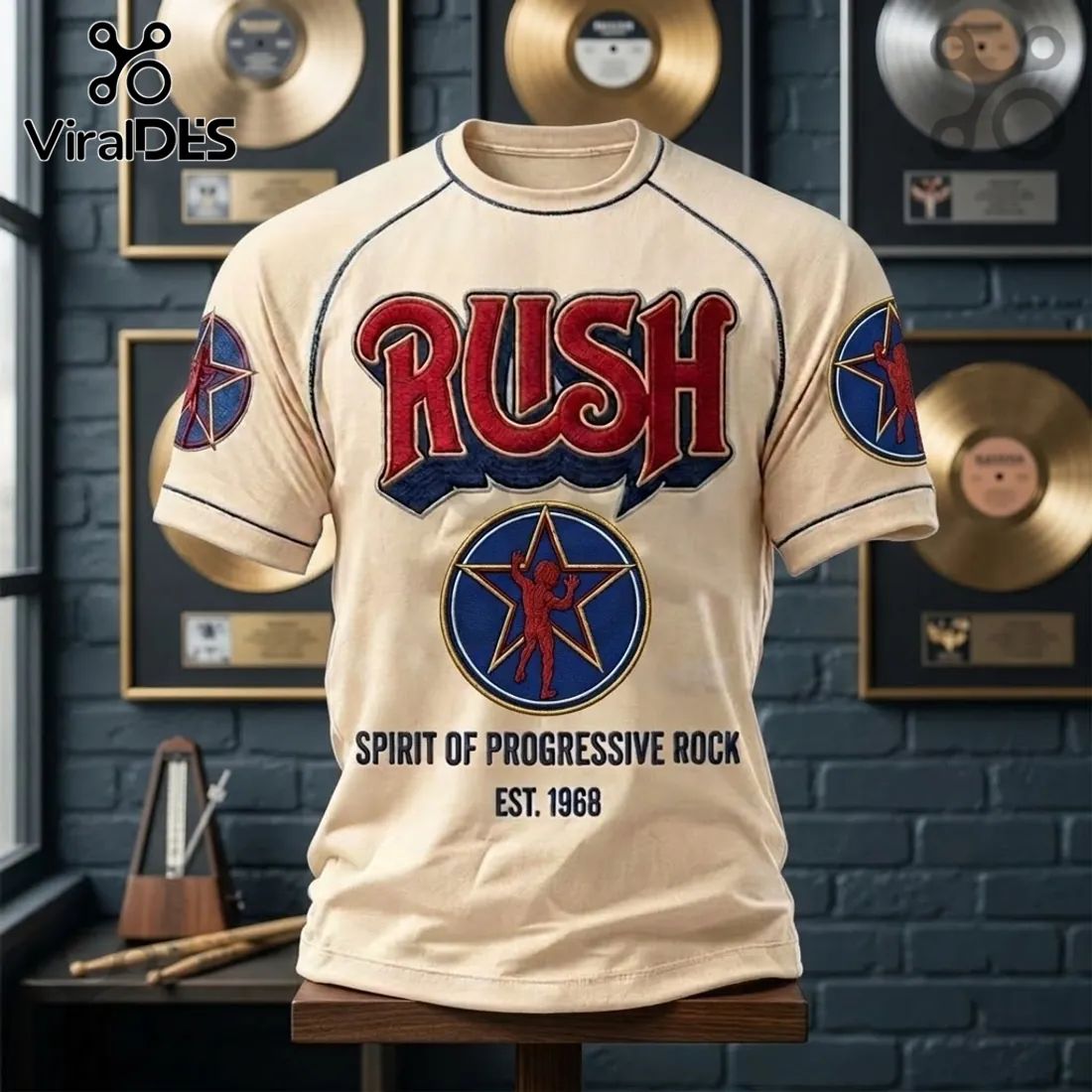 Rush Progressive Rock Band Beige T-Shirt