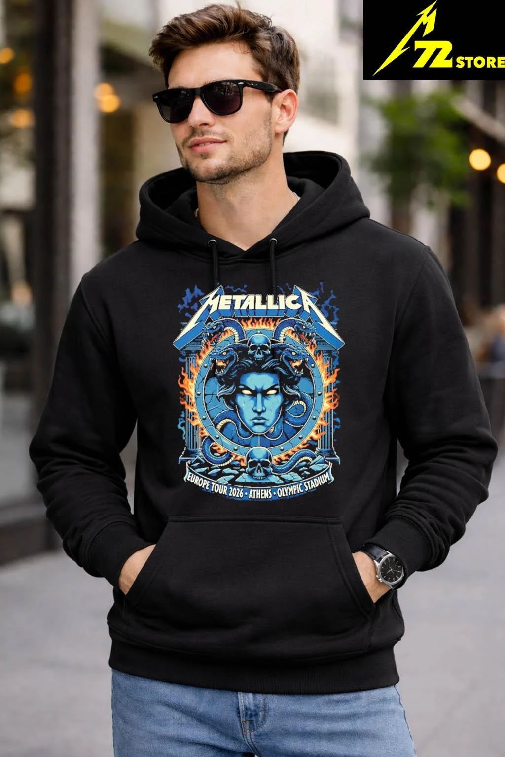 Metallica M72 Athens Europe Tour 2026 Medusa Shield Art On May 9 2026 At Olympic Stadium Athens Greece Graphic Shirt
