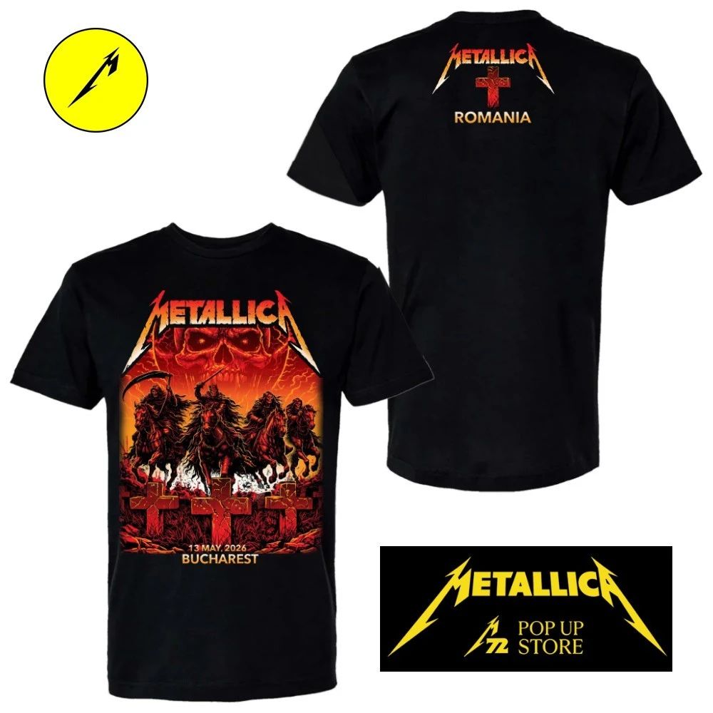 Metallica M72 Bucharest Limited Edition Merch Tee For Arena Nationala In Bucharest Romania On May 13 2026 Two Sided Shirt