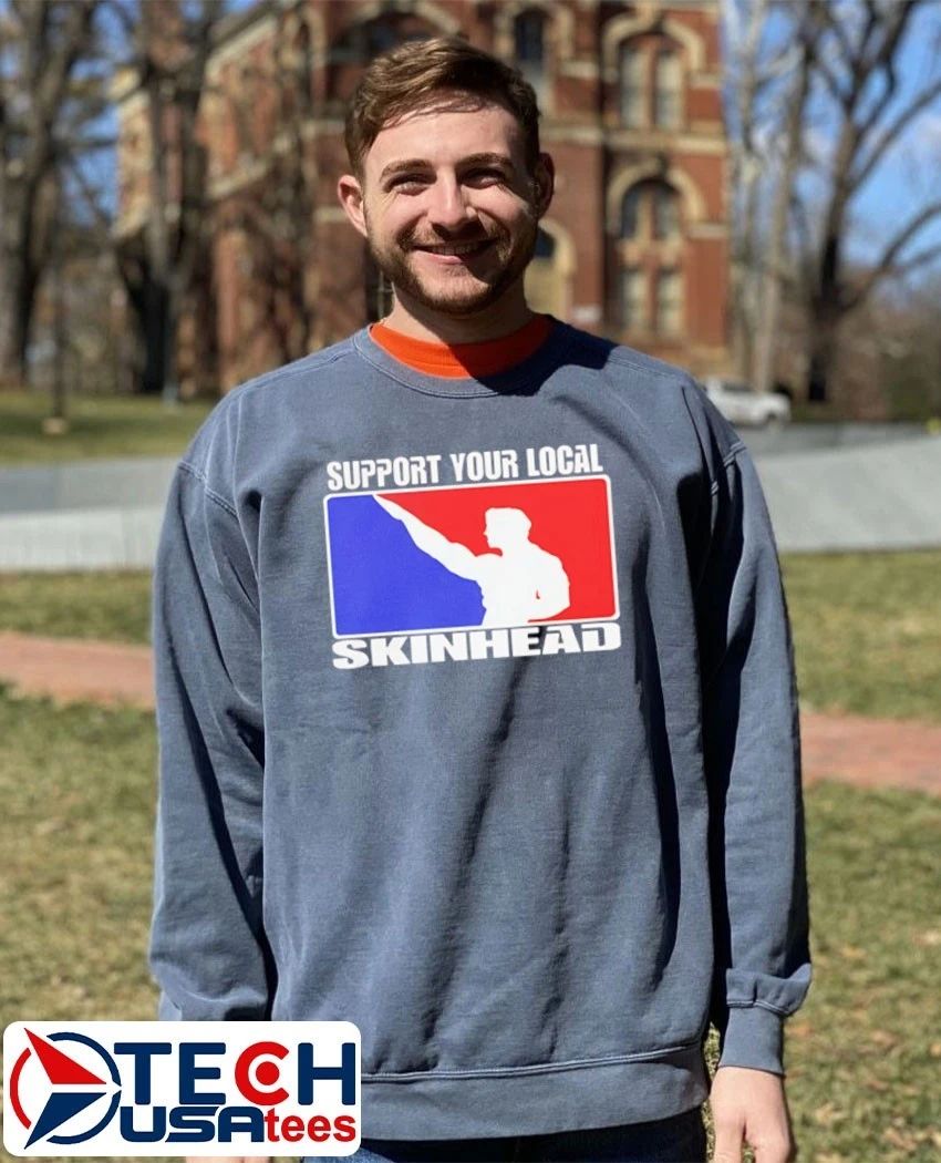 Support your local skinhead logo parody shirt