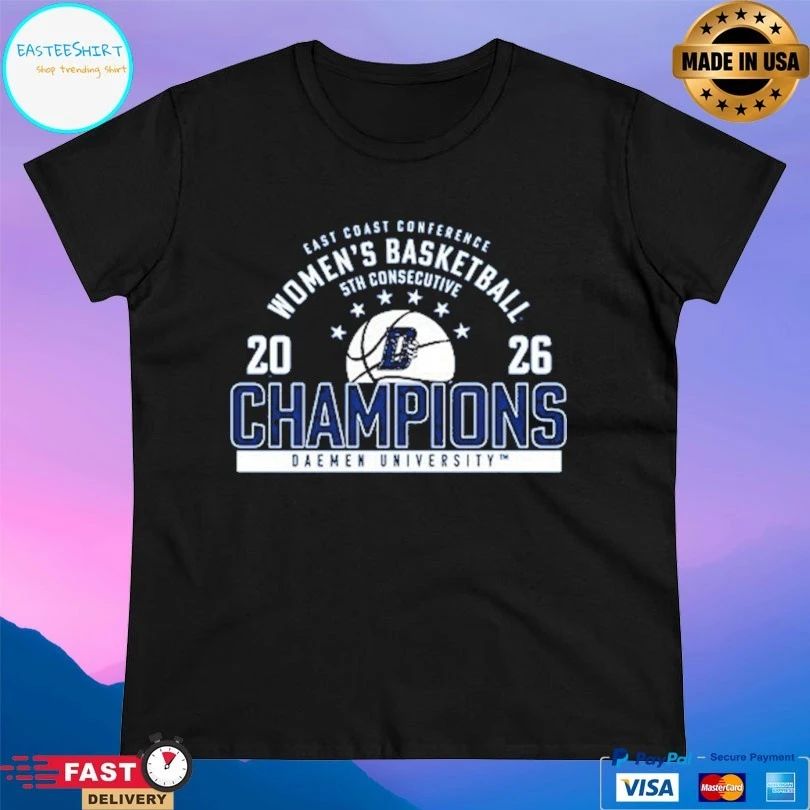 East Coast Conference Women’s Basketball 5th Consecutive 2026 Champions Daemen University T-shirts