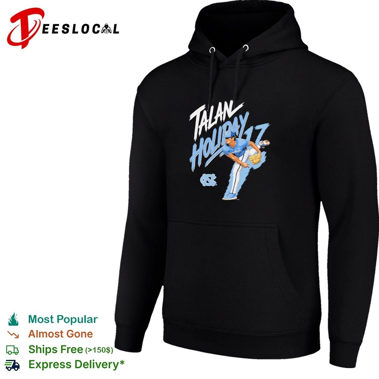Talan Holliday 17 North Carolina Tar Heels Baseball T-shirt