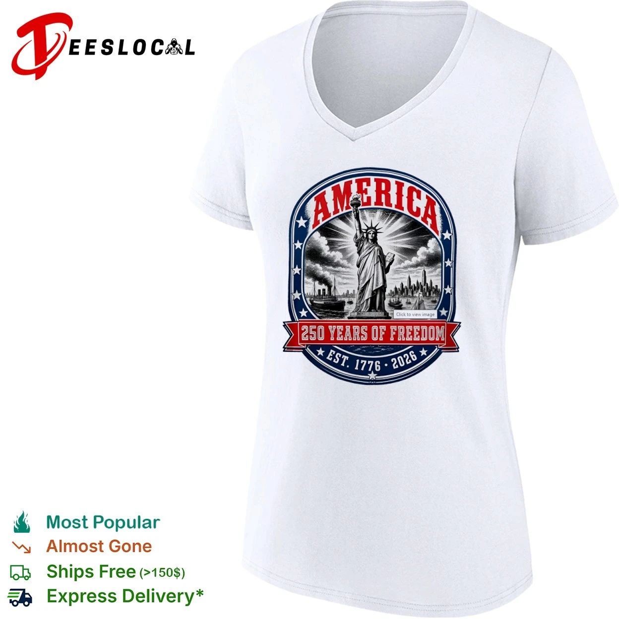 America 250 Years of Freedom Est 1776 2026 Statue of Liberty T-shirt
