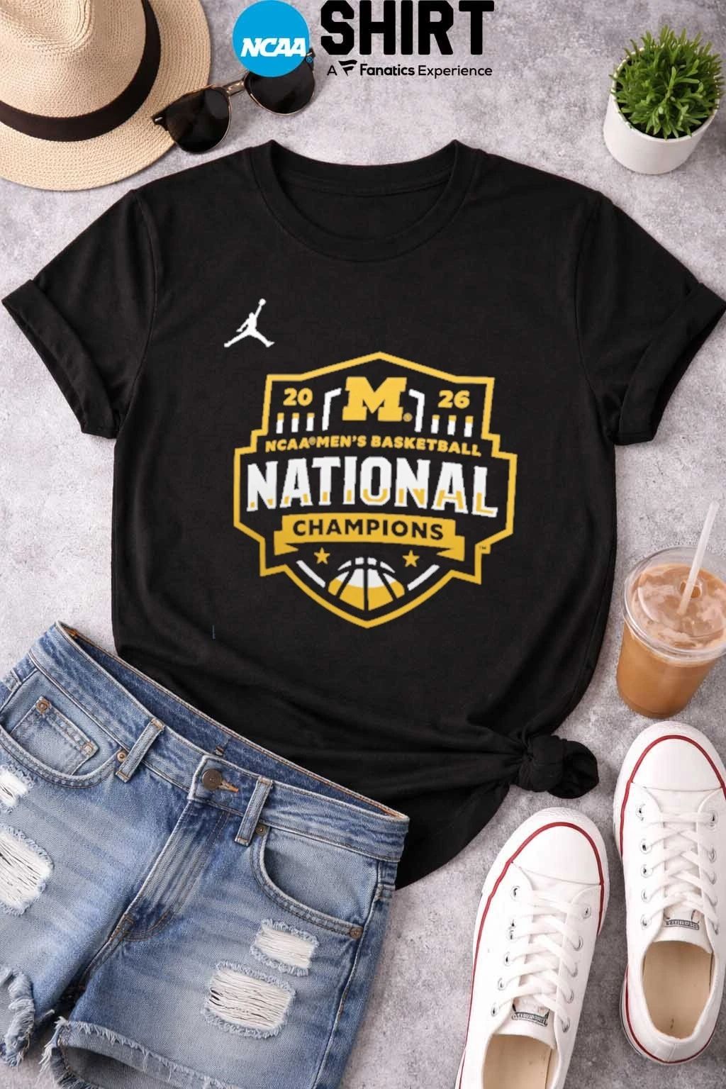 Navy Michigan Wolverines 2026 NCAA Men’s Basketball National Champions Official Logo T-Shirt