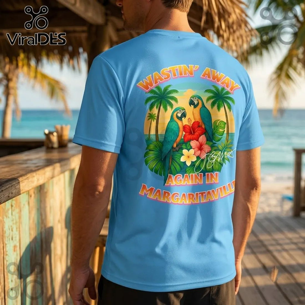 Jimmy Buffett Wastin Away Margaritaville Blue T-Shirt