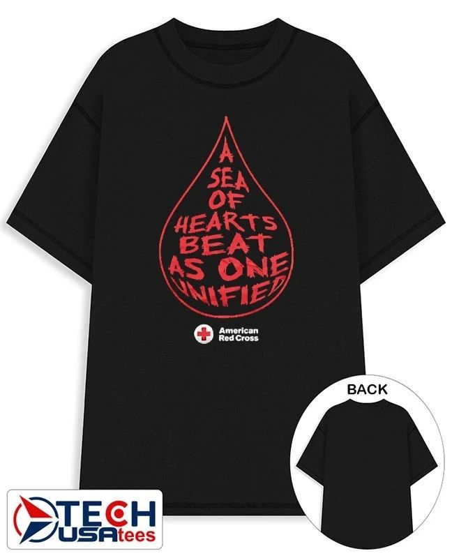American Red Cross a sea of hearts beat as one unified shirt