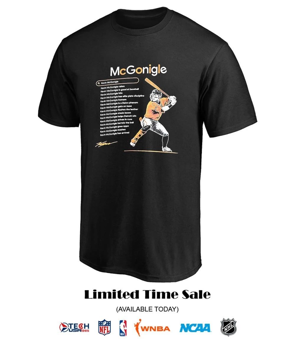 Kevin McGonigle Detroit Tigers Google search signature shirt