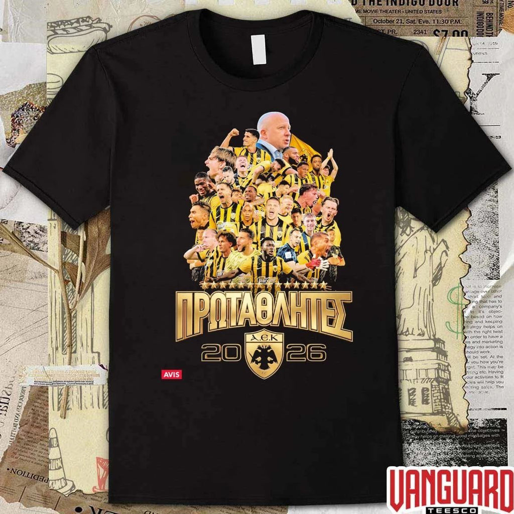 Αεκ Athens Fc Greek Super League 2025-2026 Season t-shirt