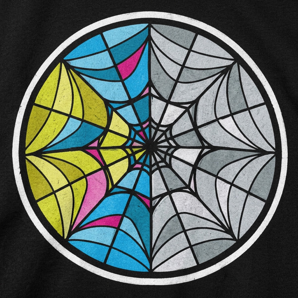 Web Window Full Color Stained Glass Spider Web