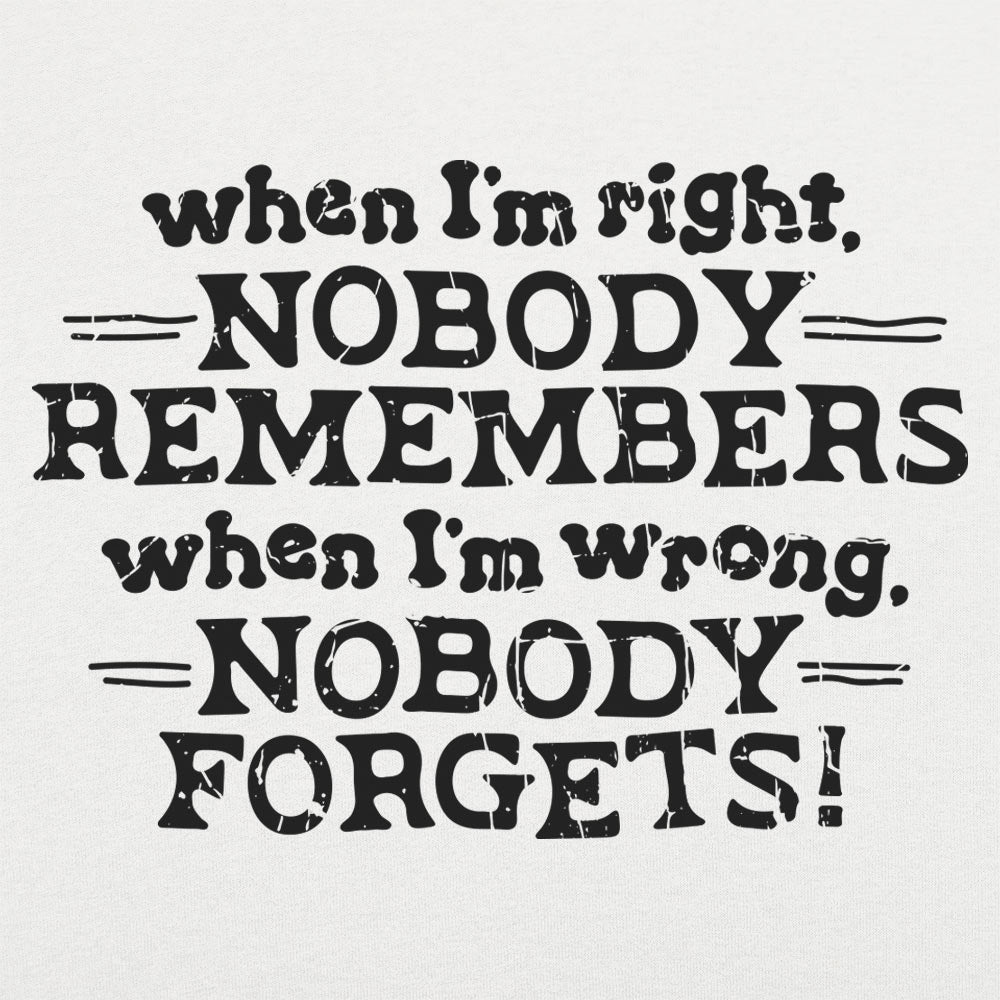 When I'm Right Nobody Remembers, Wrong Nobody Forgets
