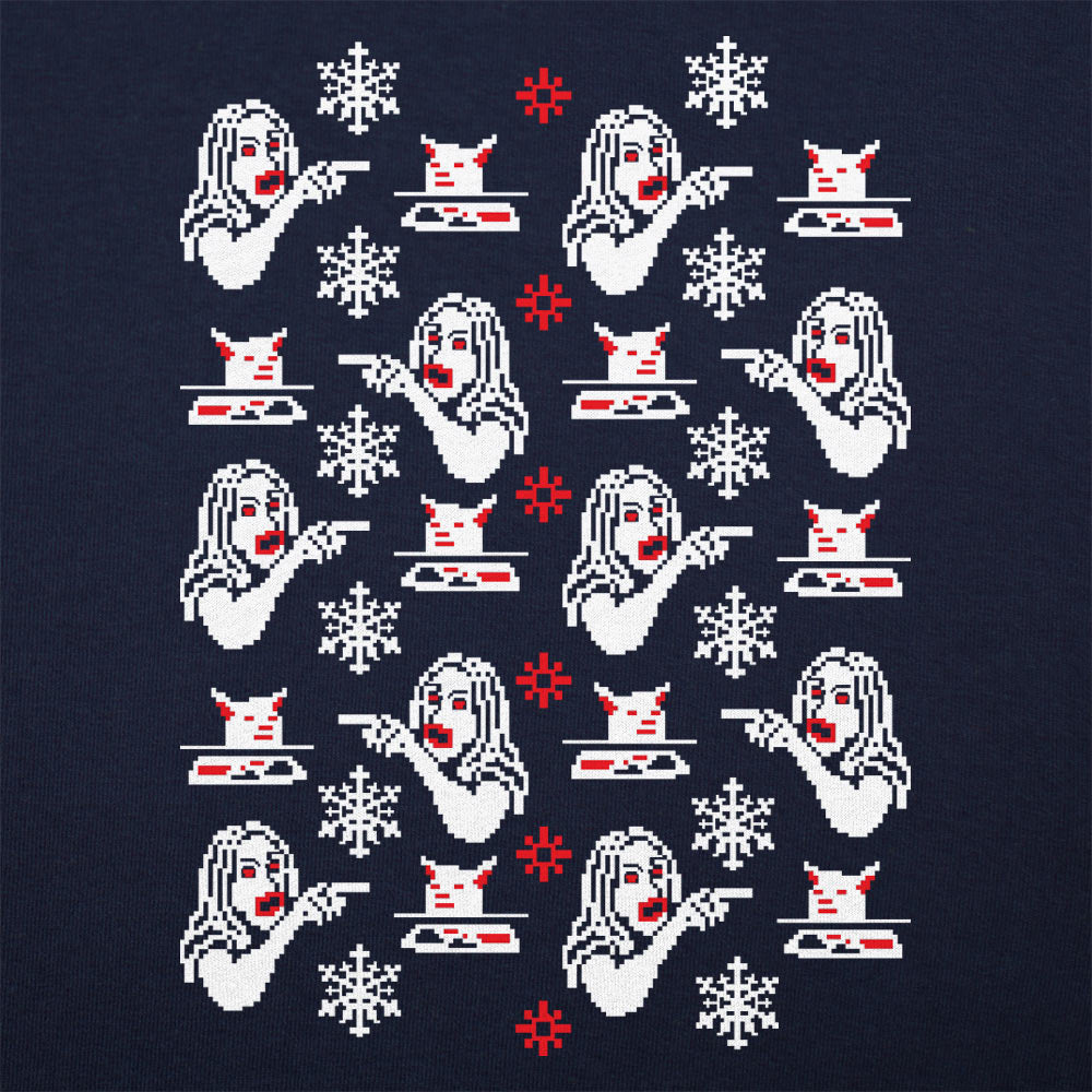 Woman Yelling At Cat Ugly Christmas Sweater Pattern