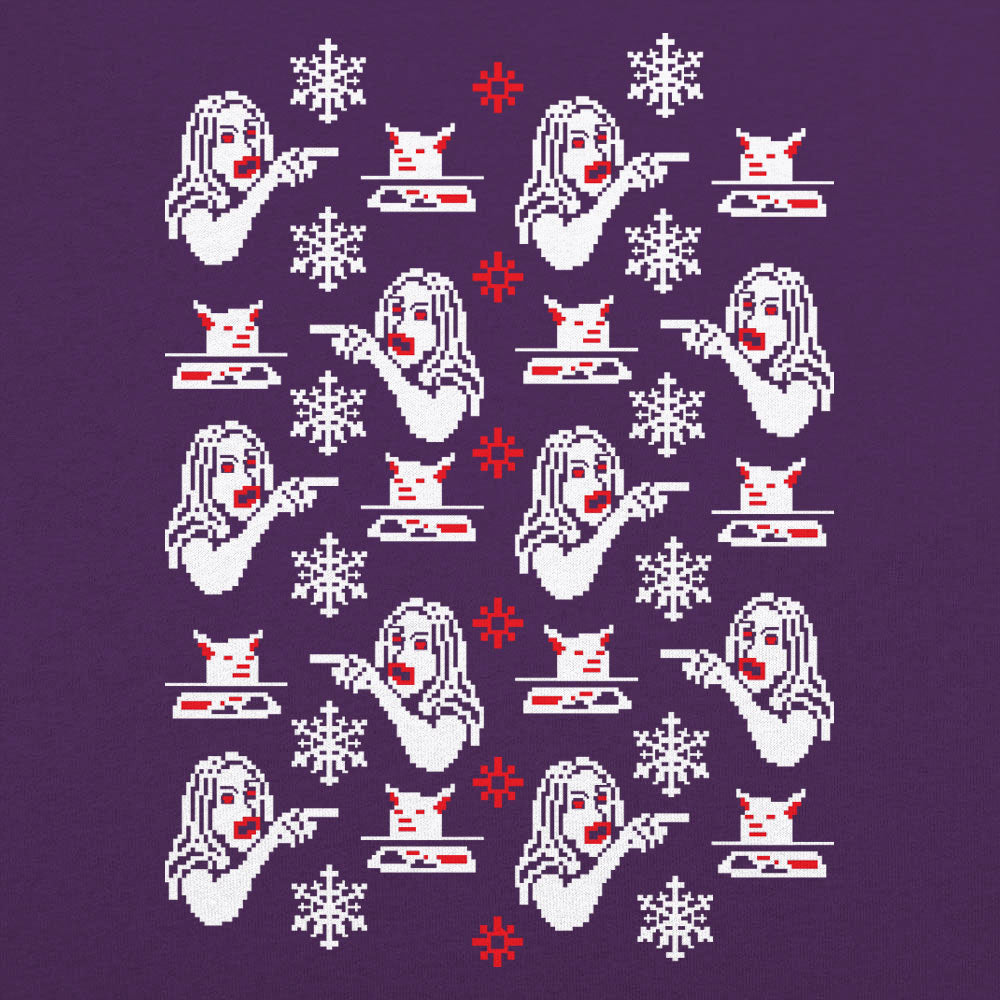 Woman Yelling At Cat Ugly Christmas Sweater Pattern