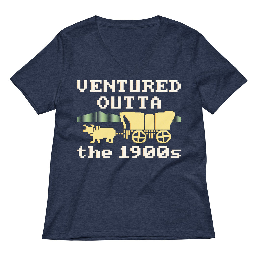 Ventured Outta The 1900s Women's V-Neck Tee