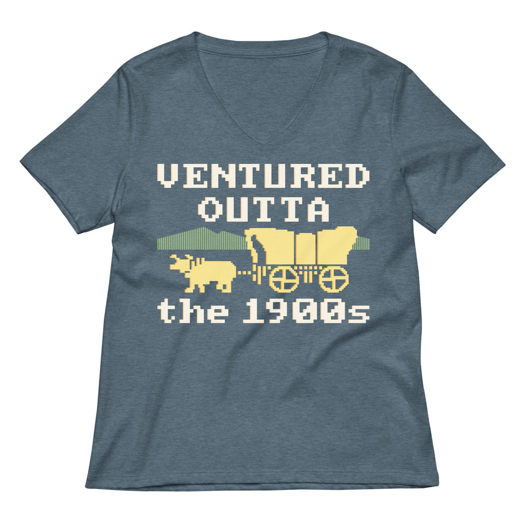 Ventured Outta The 1900s Women's V-Neck Tee