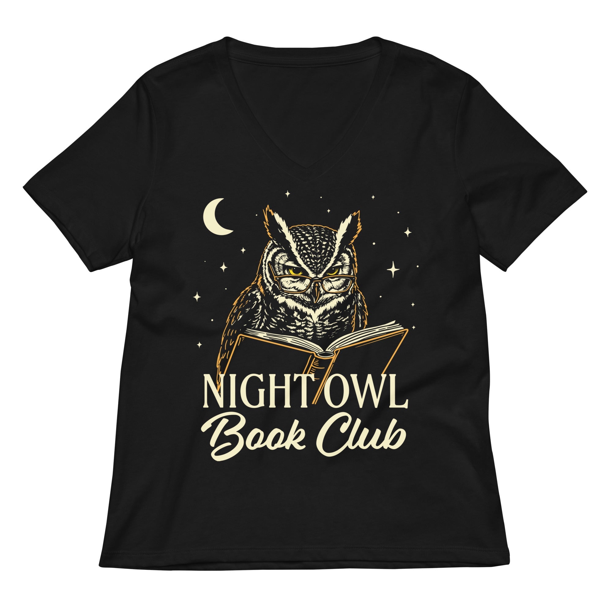 Night Owl Book Club Women's V-Neck Tee